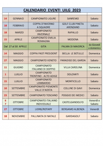 CALENDARIO UILG 2023