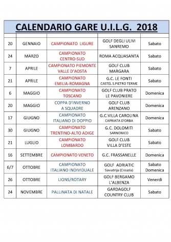 CALENDARIO 2018